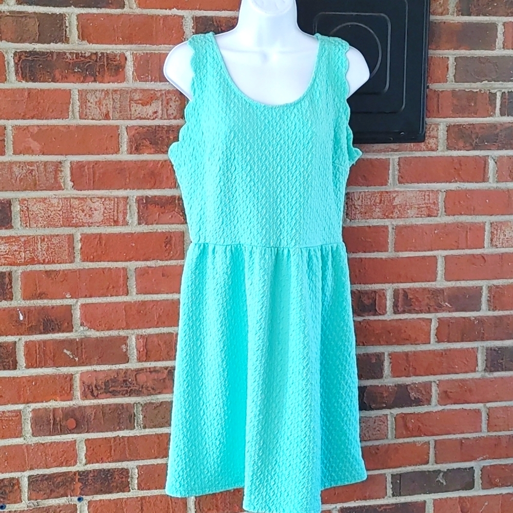 MI ami Sleeveless Textured Dropped Waist Dress Size L